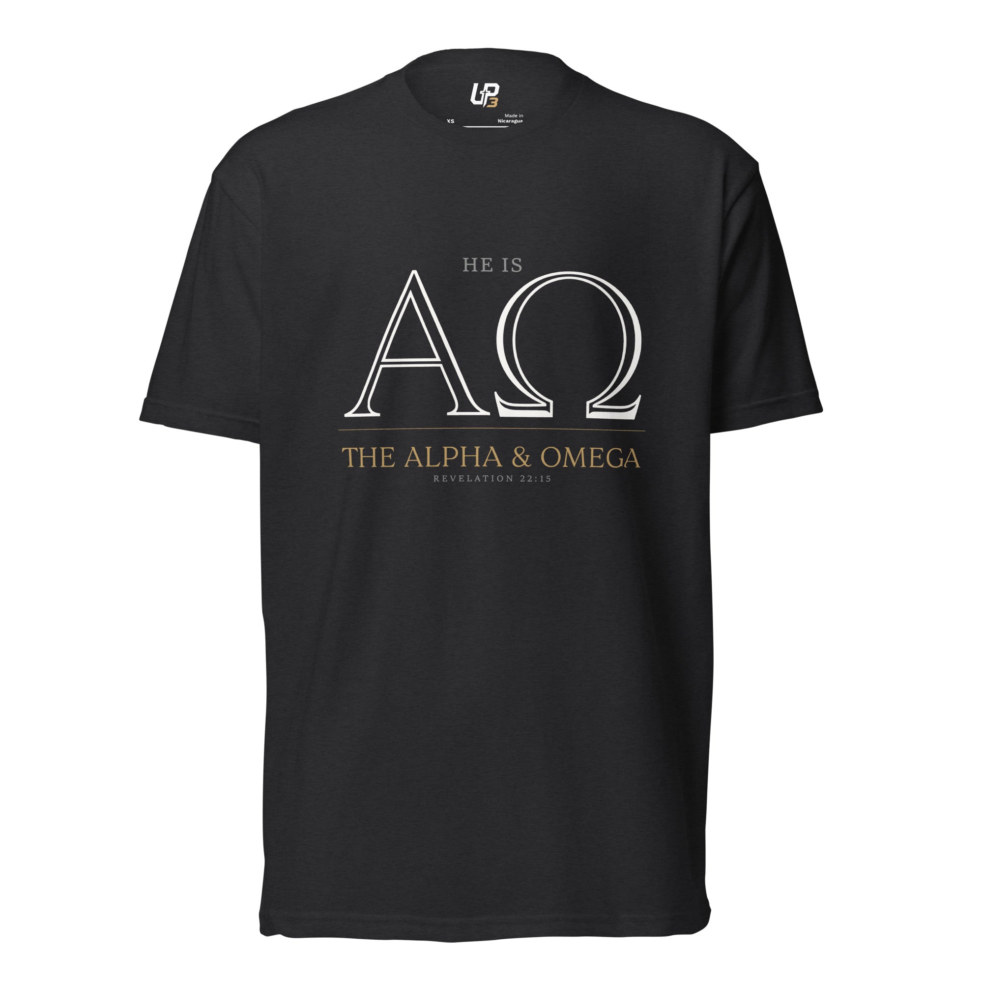 Alpha and Omega Cotton Blend T-Shirt black front - Up3

