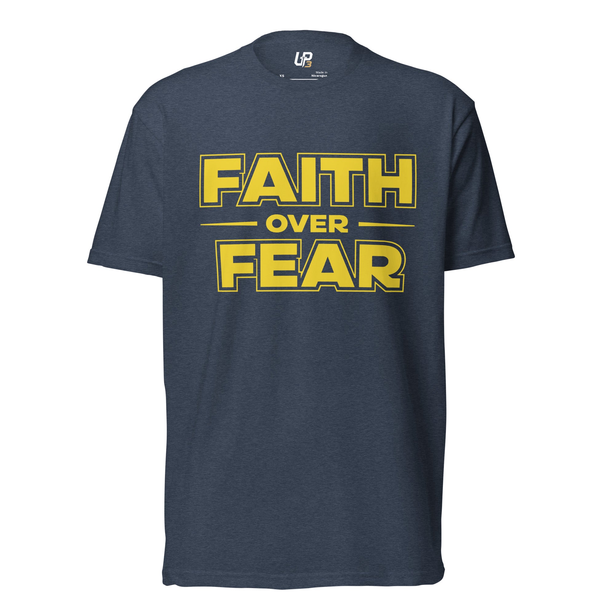 Faith Over Fear Cotton Blend T-Shirt midnight navy front - Up3