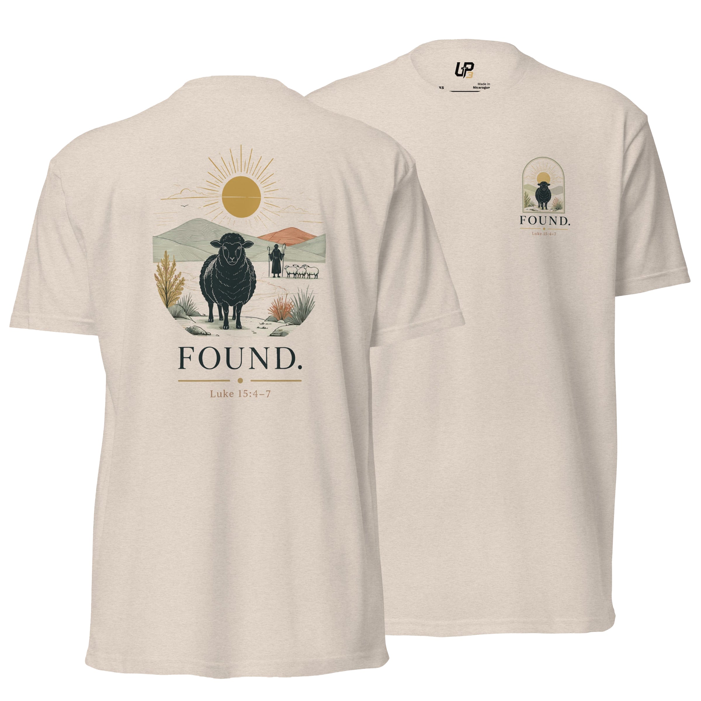 Found - Cotton Blend T-Shirt Sand front and back - Up3