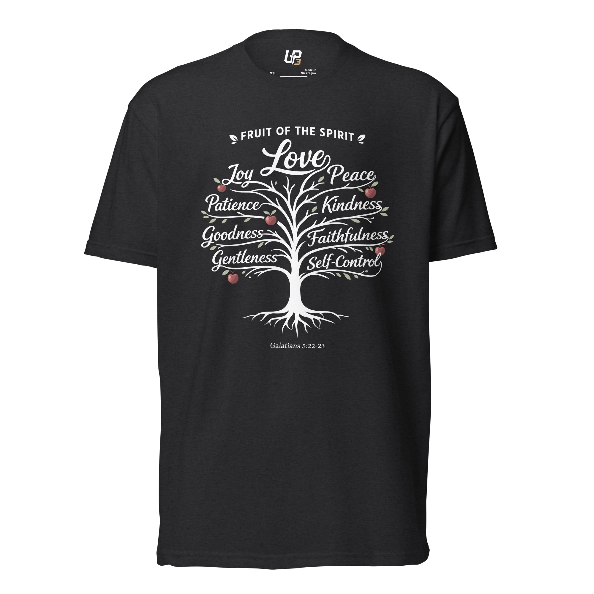 Fruit of the Spirit - Cotton Blend T-Shirt black front - Up3
