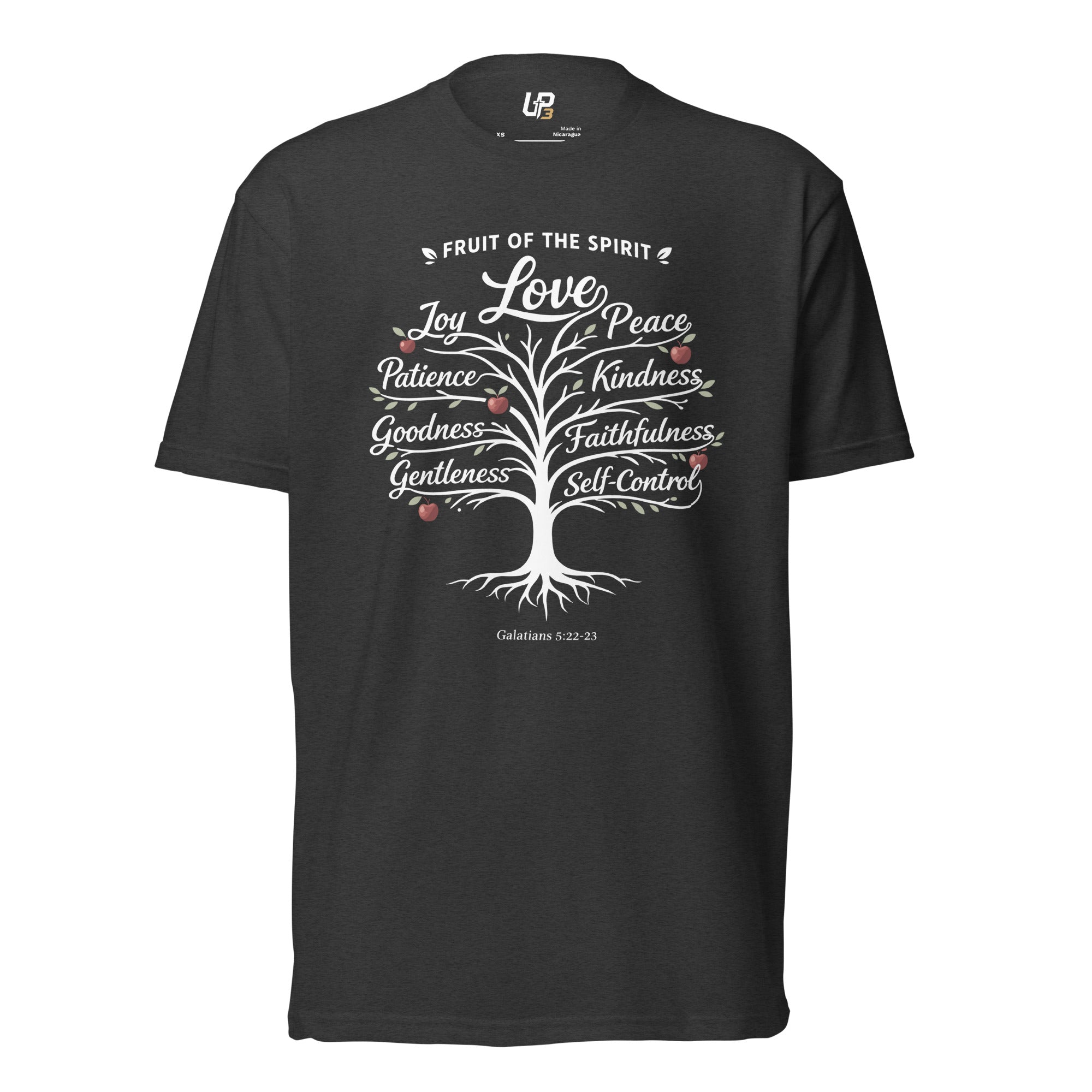 Fruit of the Spirit Cotton Blend T-Shirt charcoal front - Up3