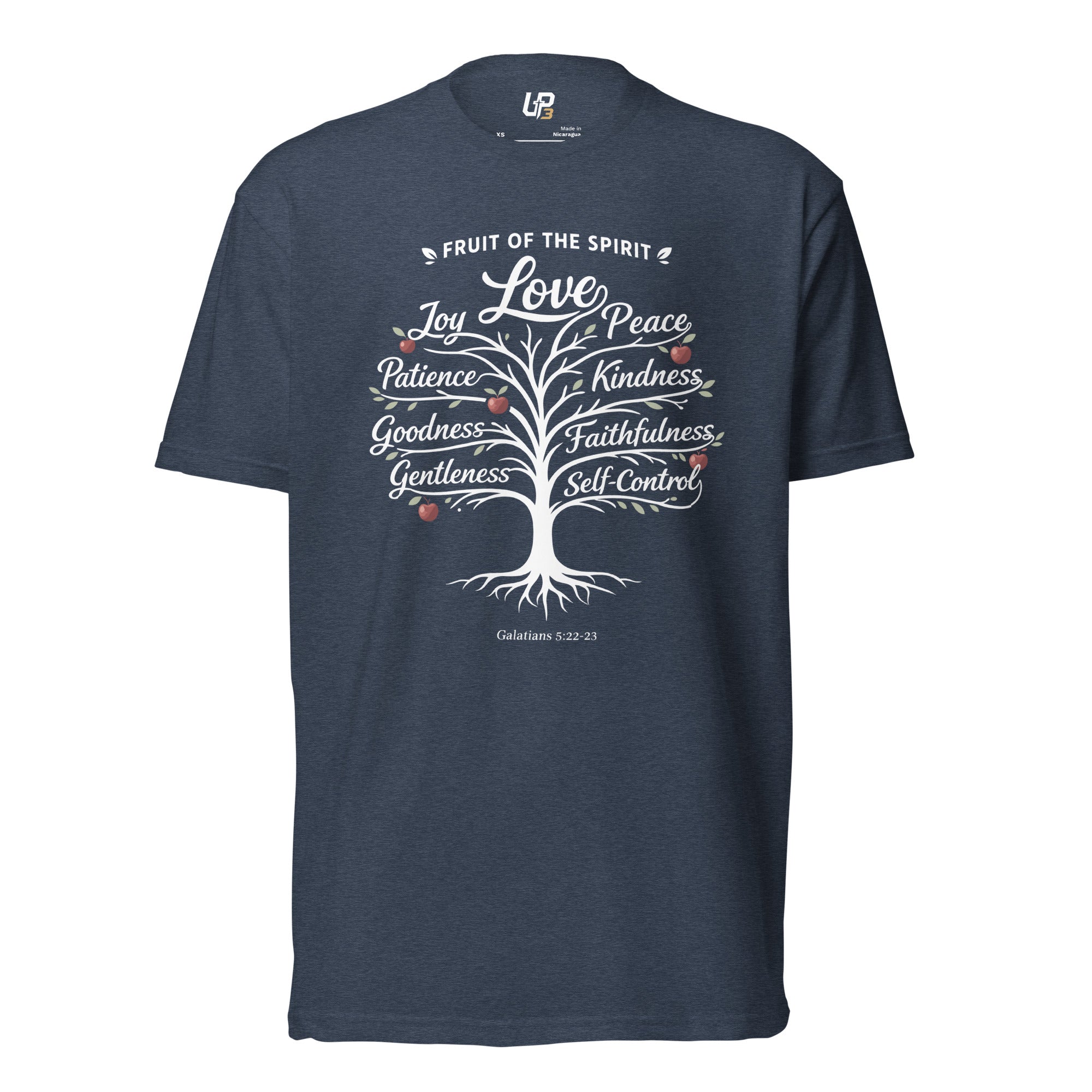 Fruit of the Spirit Cotton Blend T-Shirt midnight navy front - Up3