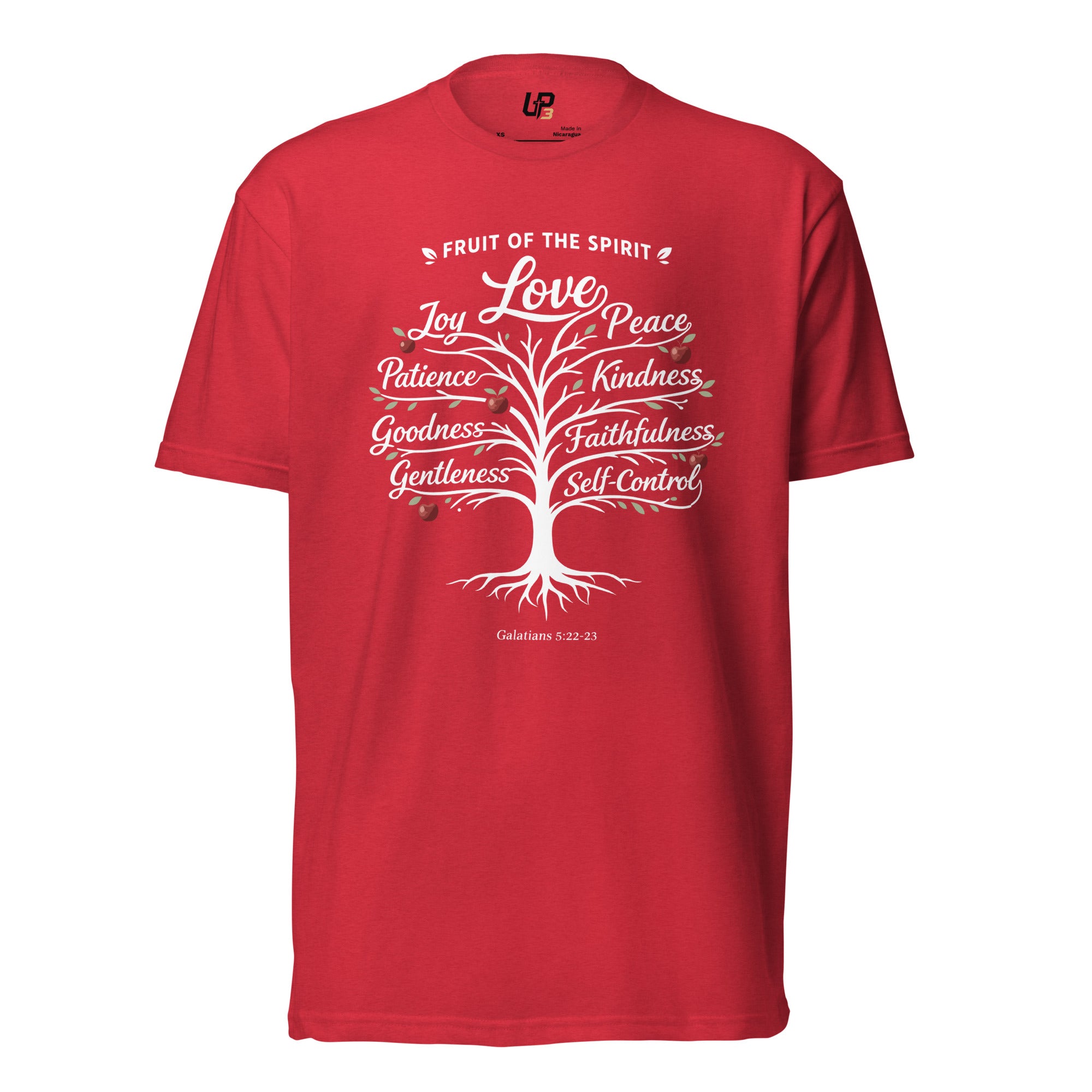 Fruit of the Spirit Cotton Blend T-Shirt red front - Up3