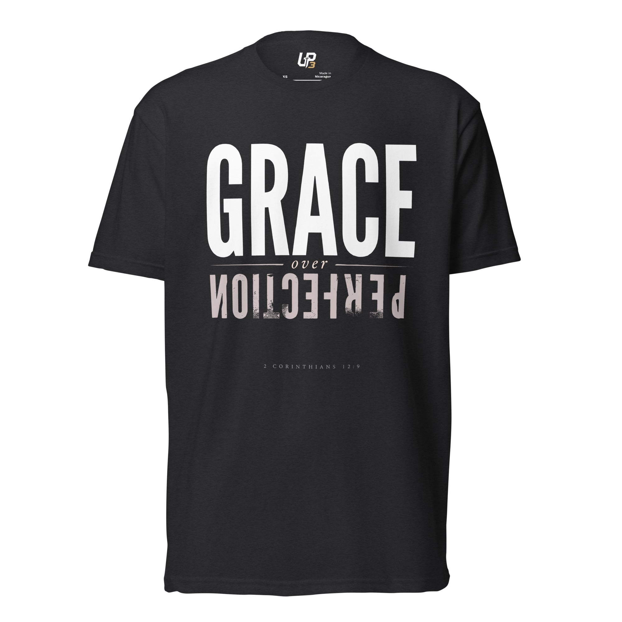 Grace Over Perfection Cotton Blend T-Shirt black front - Up3