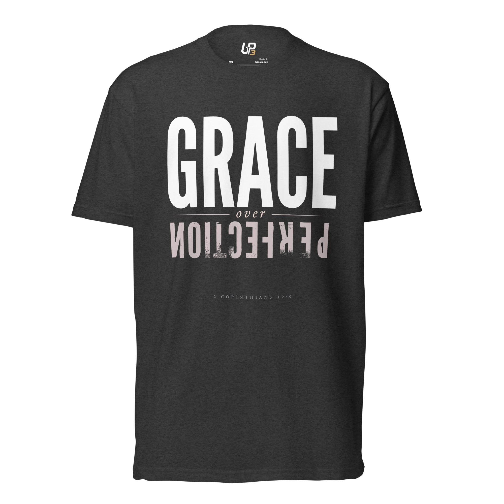 Grace Over Perfection Cotton Blend T-Shirt charcoal front - Up3