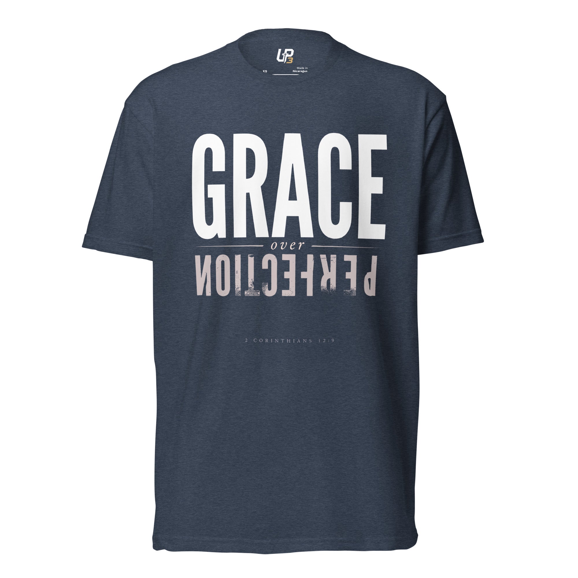 Grace Over Perfection Cotton Blend T-Shirt midnight navy front - Up3