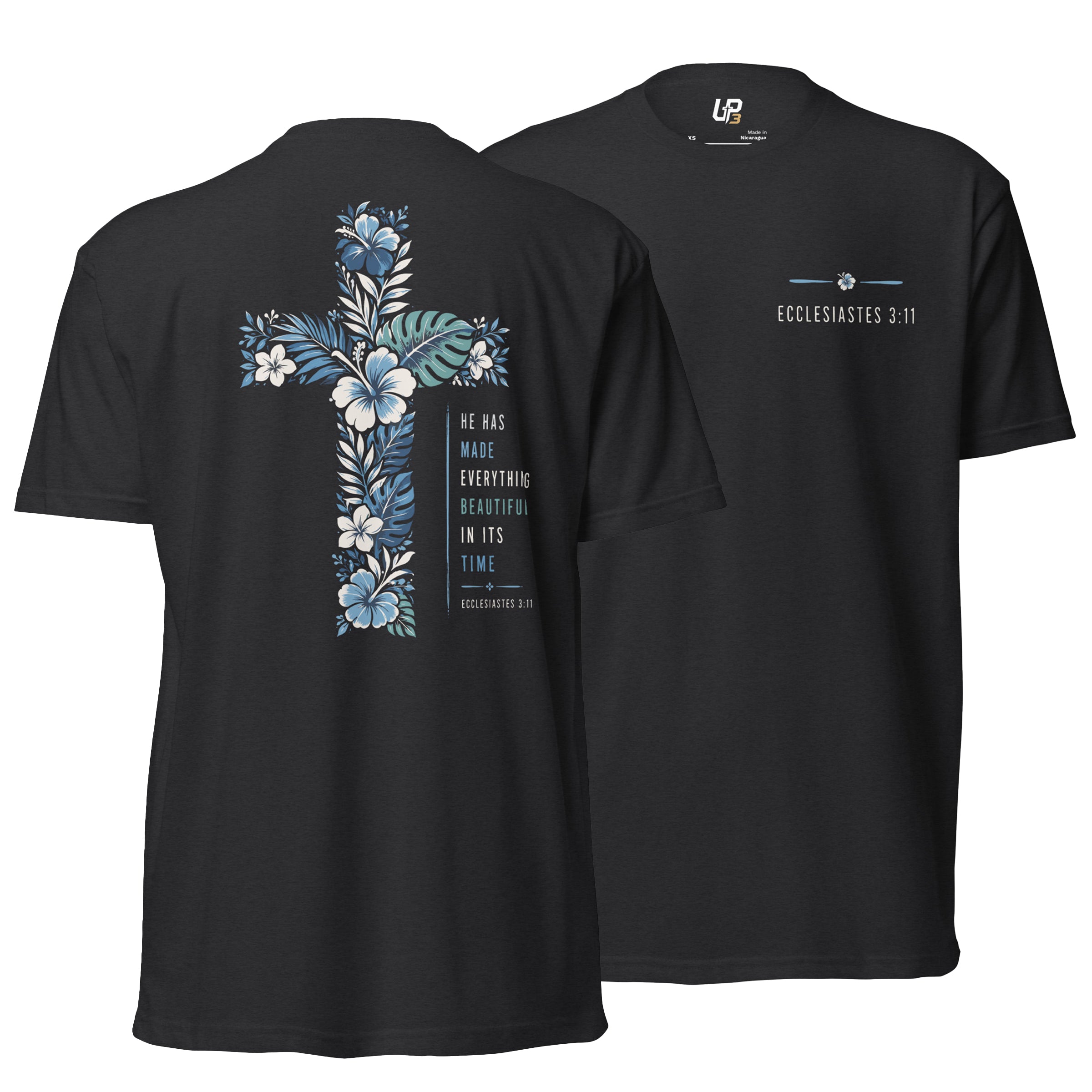 He Has Made Everything Beautiful v1 Cotton Blend T-Shirt black front and back - Up3