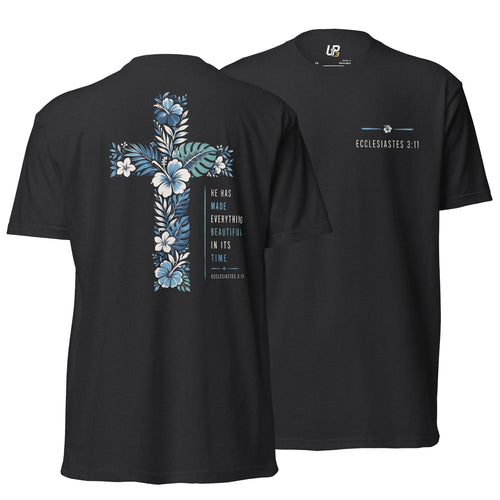 He Has Made Everything Beautiful v1 Cotton Blend T-Shirt black front and back - Up3