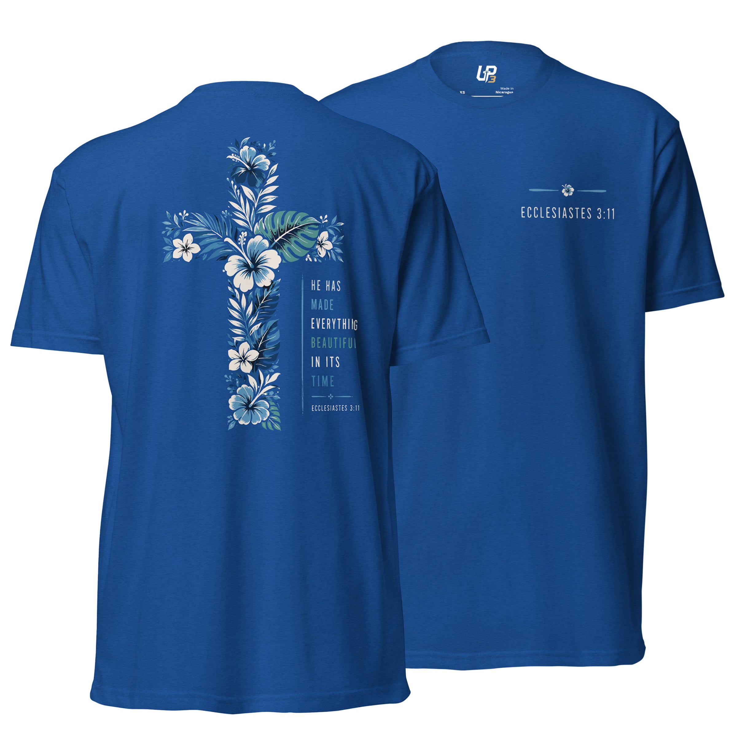He Has Made Everything Beautiful v1 Cotton Blend T-Shirt royal front and back - Up3