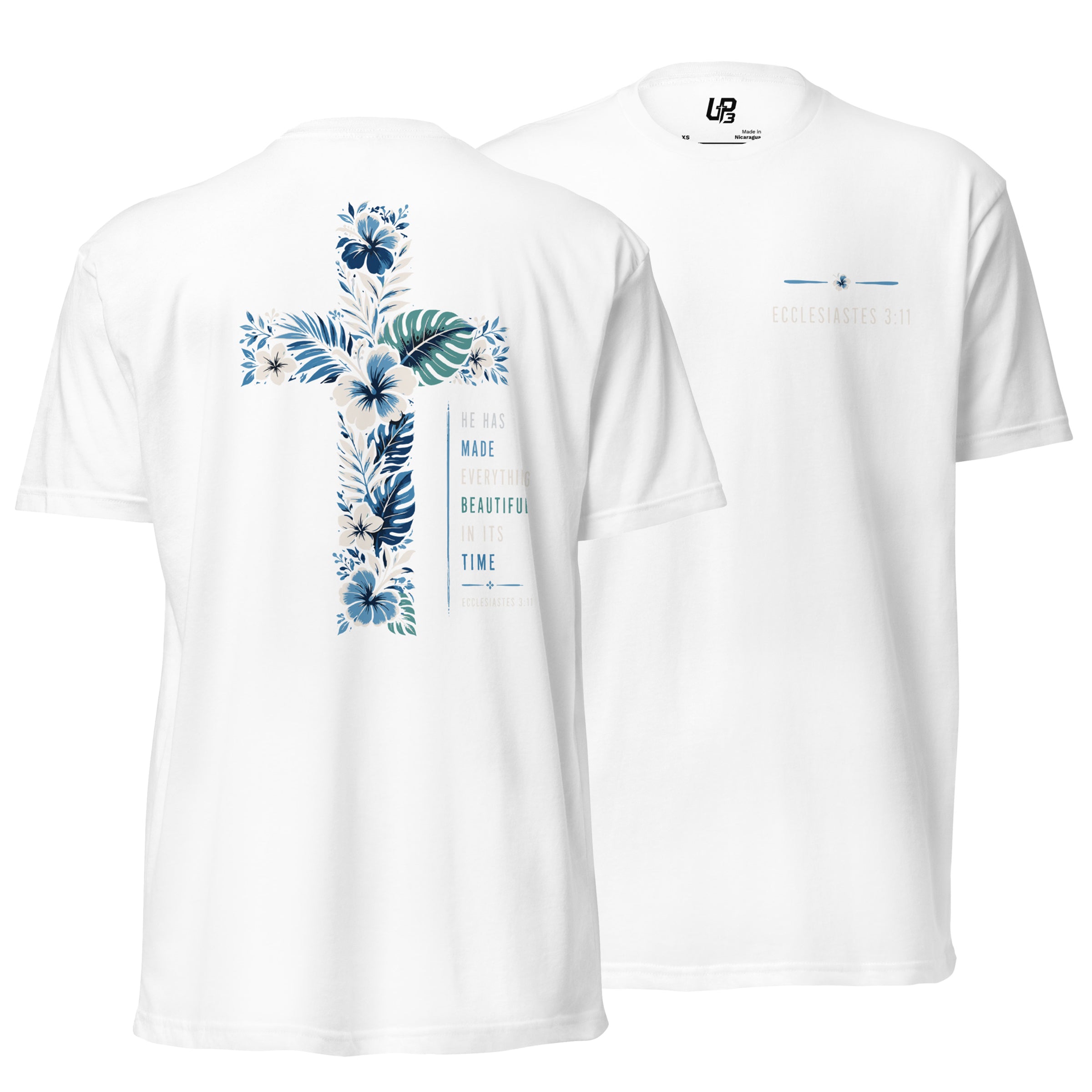 He Has Made Everything Beautiful v1 Cotton Blend T-Shirt white front and back - Up3