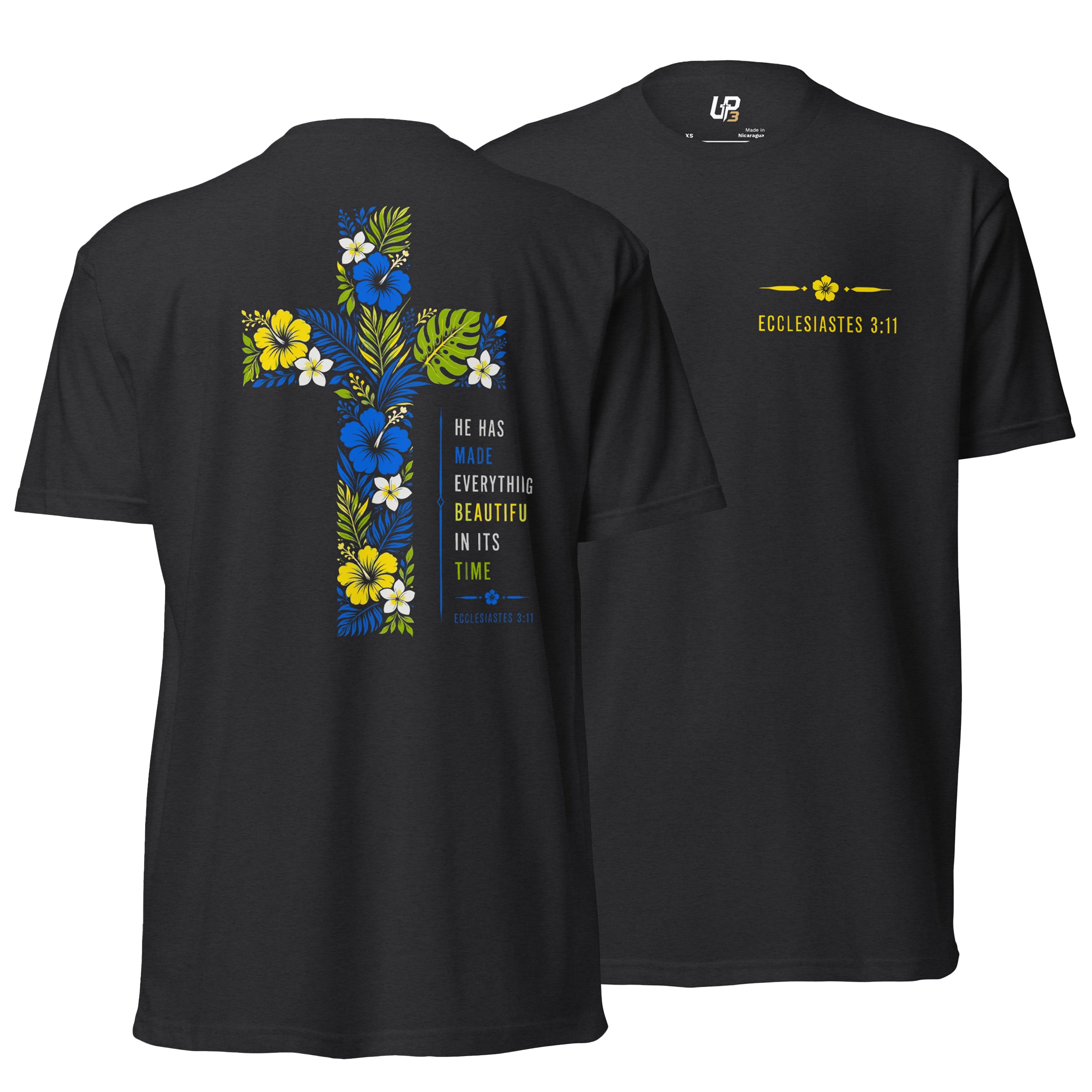 He Has Made Everything Beautiful v2 - Cotton Blend T-Shirt black front and back - Up3