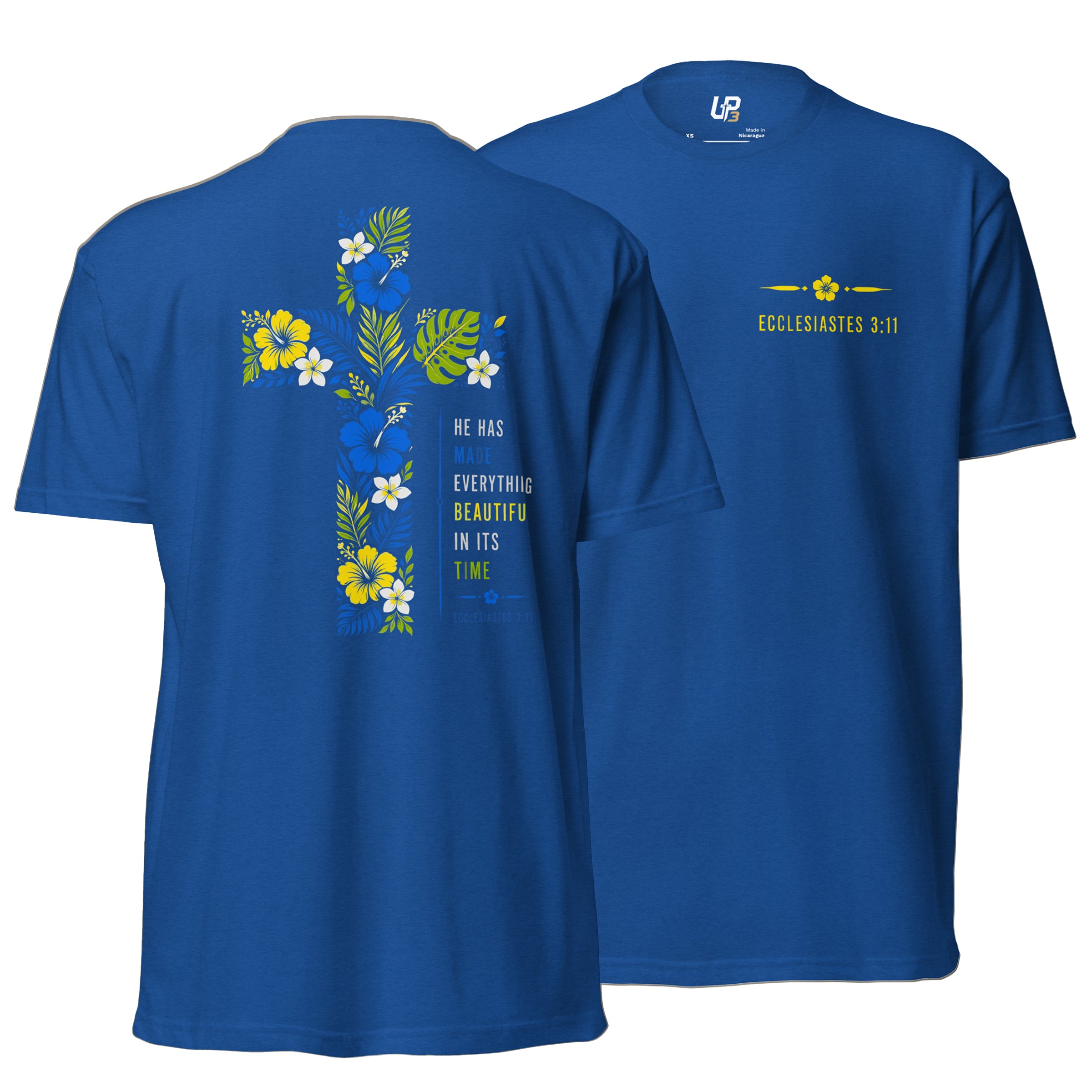 He Has Made Everything Beautiful v2 - Cotton Blend T-Shirt  front and back royal - Up3