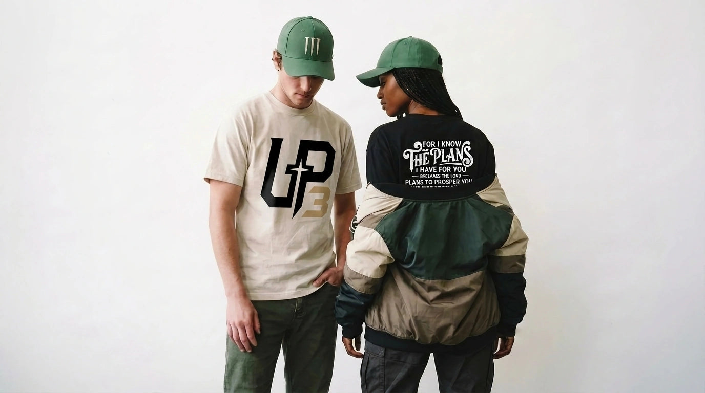 Models wearing Up3 Christian Streetwear